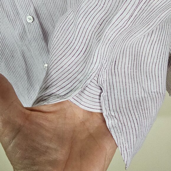 J. Jill White & Purple Striped Linen Button-Up Shirt XL Long Sleeve Coastal - Picture 6 of 9